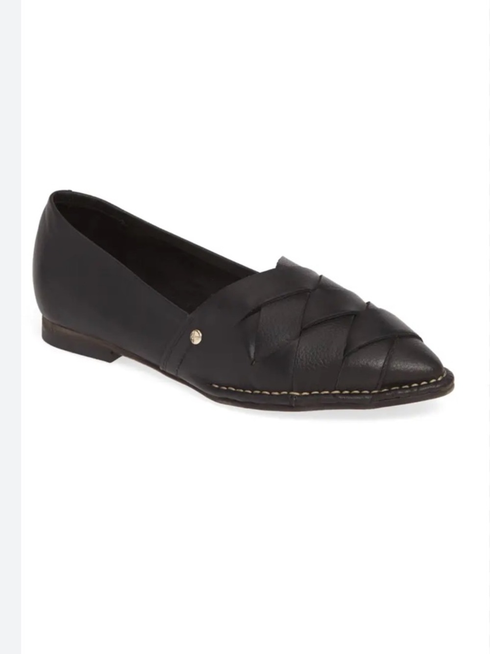 PIKOLINOS Black Woven Leather Pointed Toe Flats